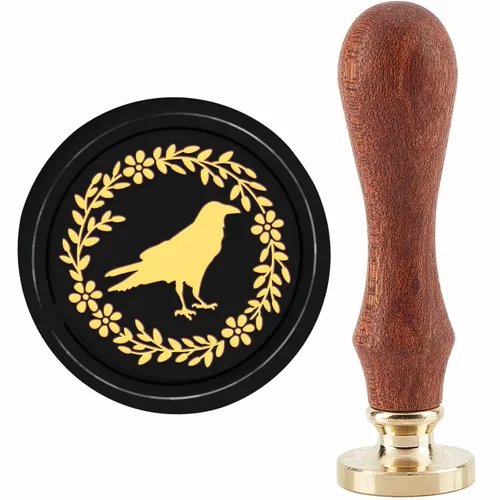 Miniatura 12 de CRASPIRE Sello de Cera de Cuervo de Halloween Sellos de Cera de Sellado de Cuervo Luna Sello de Cera Sello de Sellado de 30mm con Cabeza de Latón