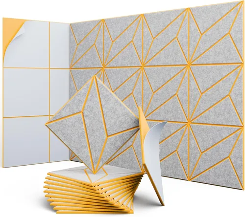 Miniatura 19 de Paneles acústicos hexagonales, paquete de 12 paneles de absorción de sonido de alta densidad de 12"X10"X0.4" para mejorar la reducción de ruido