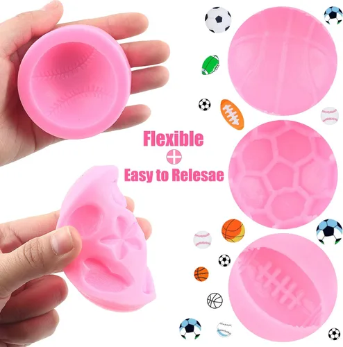 Miniatura 2 de ZiXiang Moldes de silicona para béisbol, bate de béisbol, guante, sombrero, fondant, baloncesto, fútbol, rugby, chocolate para decoración