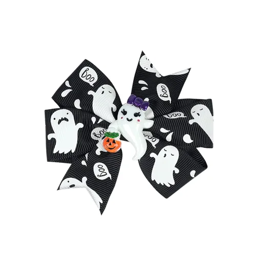 Miniatura 2 de Pinzas para el cabello de Halloween con diseño de calabaza, fantasma, con lazo, horquillas para niñas y niños, accesorios para el cabello