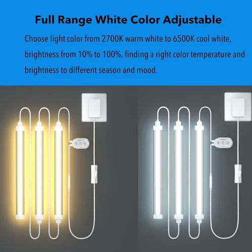 Miniatura 5 de Tira de luces LED regulables para debajo del mostrador, luz cálida, luz diurna, barra de luz ajustable blanca fría, compatible con Alexa, Google