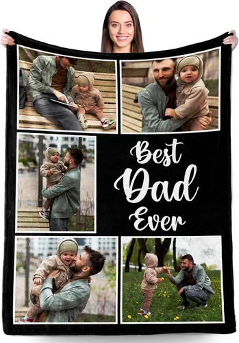 Miniatura 11 de Regalos personalizados de cumpleaños para el día del padre para el mejor papá de parte de hija, hijo, esposa, niños, manta personalizada para papá