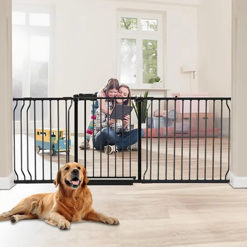 Miniatura 16 de HOOEN - Puerta de bebé extra ancha para escaleras, puertas, pasillos, puerta de tensión, puerta de bebé, caminar a través de puertas para niños
