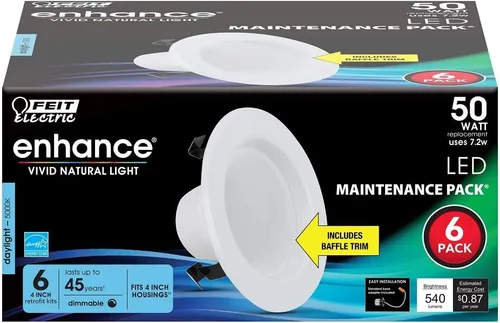Miniatura 2 de Feit Electric Juego de 6 lámparas empotrables LED de 4 pulgadas con moldura de deflexión - Adaptador estándar E26 - Luz diurna 5000K - Regulable