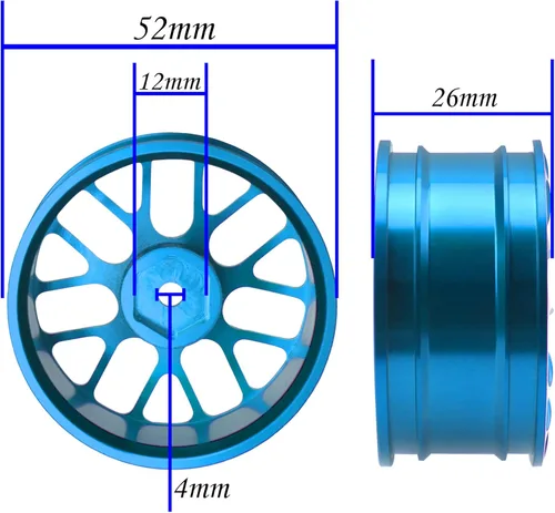 Miniatura 5 de 4 llantas de aluminio Vgoohobby de 0.472 pulgadas de ancho de cubo hexagonal de 0.472 pulgadas (1.024 in) compatibles con 1/10 Tamiya TT-01 Kyosho