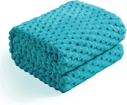 Miniatura 14 de Excervent - Manta de franela de lana de 50 x 70 pulgadas, mantas decorativas hexagonales de jacquard peludas para el hogar, camping y viajes, súper