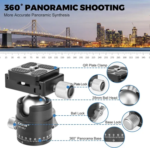 Miniatura 9 de CAVIX Mini trípode de viaje con cabezal esférico de 360° ligero trípode compacto de fibra de carbono para cámara
