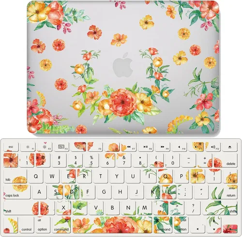 Miniatura 8 de IVY Para MacBook Air 15 con M2 (Modelos: A2941) Flower Garland Clear Case con cubierta de teclado - A