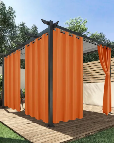 Miniatura 31 de HolidayIdeas Cortinas impermeables para patio, 4 paneles, 54 x 84 pulgadas, protección de privacidad y filtrado de luz, cortinas exteriores con Negro