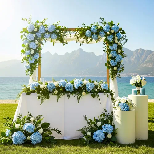 Miniatura 7 de Auihiay 64 piezas de flores artificiales de hortensia de seda, flores artificiales de hortensia con tallos, flores completas de hortensia