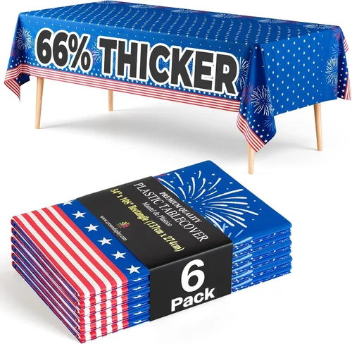 Miniatura 33 de Exquisite 66% Thicker Premium Plastic Table Cloth Rectangle Table Cover 0.5 Mil 6 Pack Aqua Table Cloth 54 Inch x 108 Inch Disposable Tablecloth