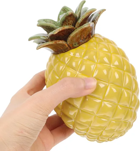 BESTonZON Bote de té con forma de piña de 5.23 pulgadas de cerámica hermética para almacenamiento de té, tarro organizador para café suelto, azúcar,