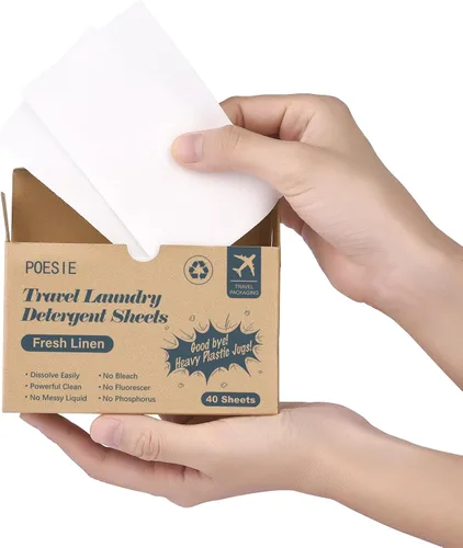 Miniatura 13 de Poesie Hojas de Detergente para Ropa Hojas de Jabón para Ropa para Viajes Camping Hojas para Lavar Ropa Sin Fragancia 1 Mini Caja 40