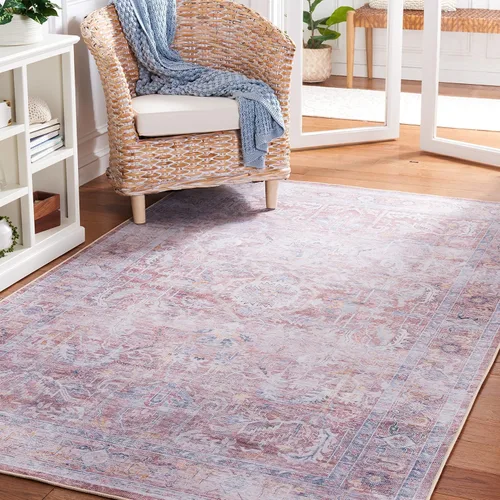 Miniatura 7 de SAFAVIEH Alfombra lavable Tucson Collection - 2'6" x 4', morado y azul, antideslizante y fácil de limpiar, ideal para sala de estar, dormitorio