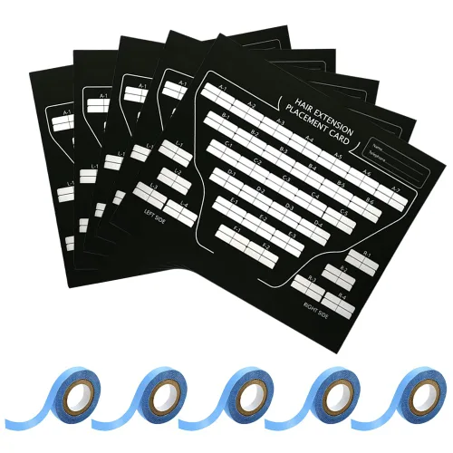 Miniatura 11 de Cinta en el kit de herramientas de extensión de cabello, tarjeta de papel, tablero de colocación de extensión de cabello, rollo de 3 yardas, cintas