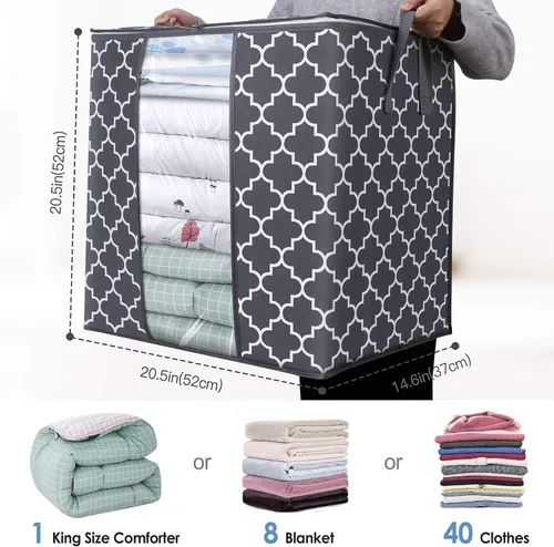 Miniatura 2 de WISELIFE Bolsas de Almacenamiento [3 Unidades/100L] Contenedores Grandes de Organización y Almacenamiento de Mantas y Ropa para Edredones, Ropa