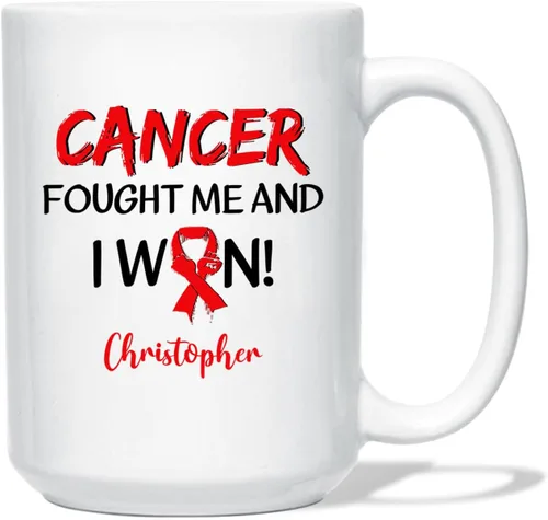 Miniatura 12 de Taza de café de concientización sobre el cáncer de mama con nombre personalizado, taza de café de 11 onzas, taza de té de cerámica blanca