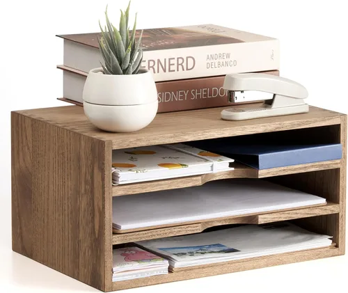 Miniatura 15 de KIRIGEN Organizador de escritorio con 3 cajones - Caja de almacenamiento con cajones de madera y bandejas para mesa - Organizador de herramientas