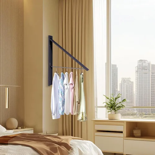 Miniatura 4 de Ithywat Estante de secado de ropa retráctil, ahorro de espacio, colgador plegable montado en la pared para lavandería, organización de Gris
