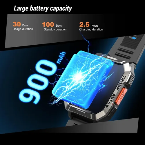 Miniatura 8 de Reloj inteligente militar para hombre (respuesta/hacer llamadas), reloj inteligente de 2.01 pulgadas para Android y iPhone, rastreador de actividad