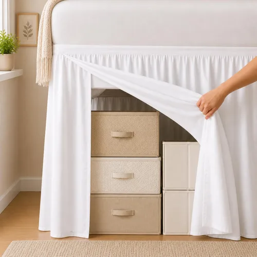 Miniatura 6 de Faldas de cama para dormitorio universitario Serie 1000 Twin XL Extra Largas con Volantes y Esquina Dividida Diseño Elegante Microfibra Cepillada