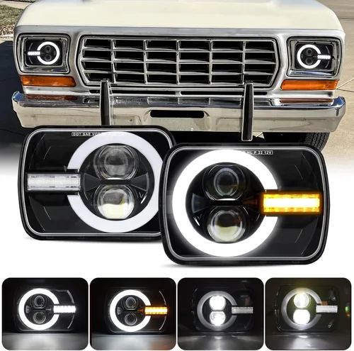 Miniatura 8 de BESTZHEYU 2 faros delanteros de 5 x 7 compatibles con Chevy Express 1500 2500 3500 Cargo Van F-150 F-250 F-350 Wrangler YJ Cherokee XJ Kenworth T300