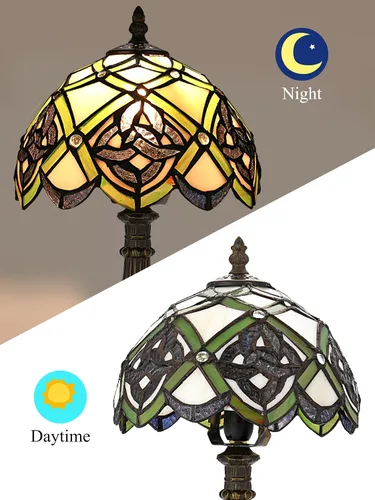 Miniatura 6 de KY&BOSAM Lámpara de Mesa Celta Irlandesa Tiffany Estilo Trébol Lámpara de Escritorio Luz Nocturna de Vidrio Emplomado 14 Pulgadas de Alto 8 Pulgadas