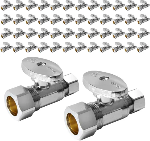 Miniatura 7 de Paquete de 10 válvulas de parada angular EFIELD de 1/2 pulgadas nominal (5/8 pulgadas de diámetro) de compresión x 3/8 pulgadas de diámetro