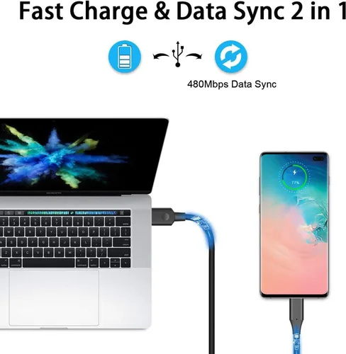 Miniatura 8 de Cable de carga USB-C tipo C de 6 pies, cable de alimentación USB largo rápido compatible con Samsung Galaxy Note 10 Plus - Galaxy Note 20 - Galaxy