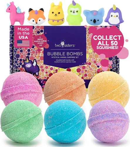 Bombas de baño místicas para niñas y niños con juguetes sorpresa en el interior (paquete de 6) – Bombas de baño de burbujas grandes para niños –