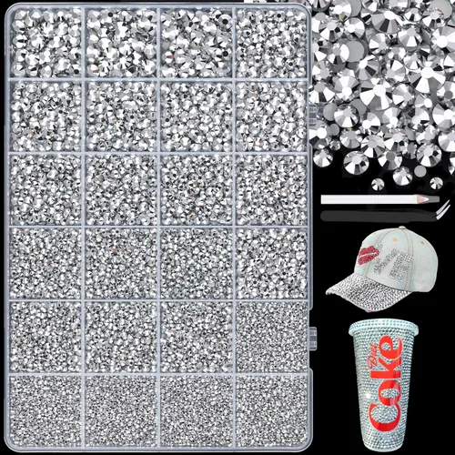 Miniatura 17 de 7000 diamantes de imitación de resina con pinzas para manualidades, diamantes de imitación de gelatina con parte trasera plana de 2/3/4/5/6mm, 4