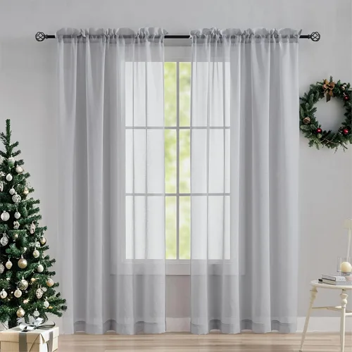 Miniatura 7 de Home Brilliant Cortinas traslúcidas para sala de estar de 45 pulgadas de largo, paneles de ventana pequeños para dormitorio, cortinas cortas