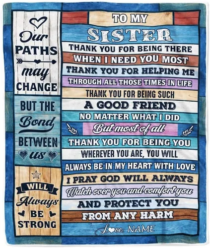 Miniatura 22 de Manta personalizada con texto en inglés «To My Sister from Brother I Love You Hugs» (texto en inglés) con texto en inglés «To My Sister», «I Love
