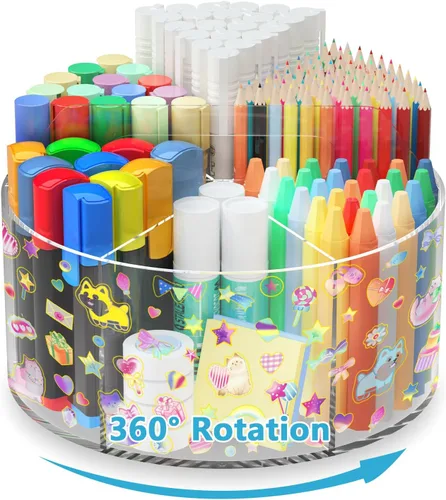Miniatura 10 de Wawocs Organizador de Lápices de Acrílico para Escritorio 4 Compartimentos con Pegatina de Bricolaje Adhesiva, Organizador de Suministros de Arte