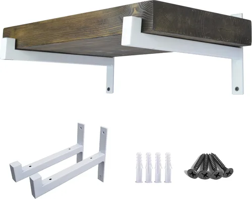 Miniatura 7 de OVOV 2 Piezas Soportes de Estante de Acero Resistente Montados en Pared Soportes de Estante de Metal Industrial Negro Mate 6 Pulgadas