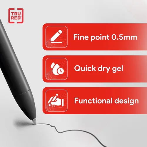 Miniatura 3 de TRU RED Bolígrafos de gel retráctiles, punta fina de 0.020 in, tinta negra, paquete de 12 bolígrafos de secado rápido para una escritura precisa