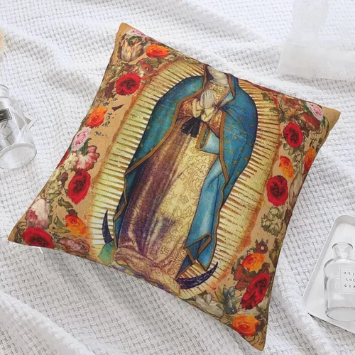 Miniatura 5 de Fundas de almohada de Nuestra Señora de Guadalupe Virgen María de Navidad, funda de almohada cuadrada novedosa decorativa para el hogar, dormitorio