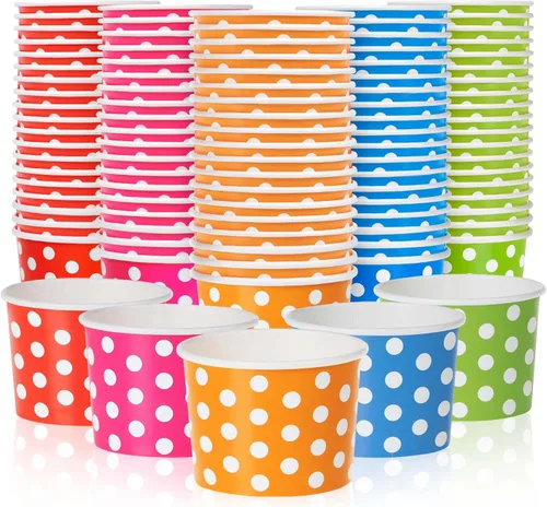 Miniatura 10 de MATICAN Tazas de papel para helado – 100 unidades de 4 onzas, cuencos desechables para postres para alimentos fríos o calientes, suministros