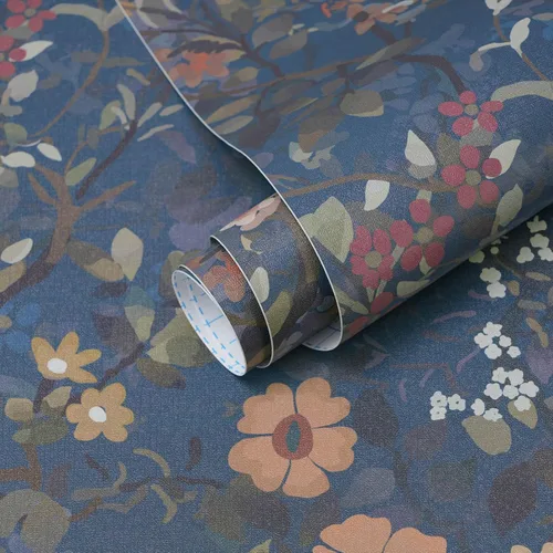 Miniatura 9 de Ismoon Papel tapiz verde para despegar y pegar, diseño bohemio floral y hojas en papel adhesivo grueso, papel adhesivo botánico oscuro, extraíble