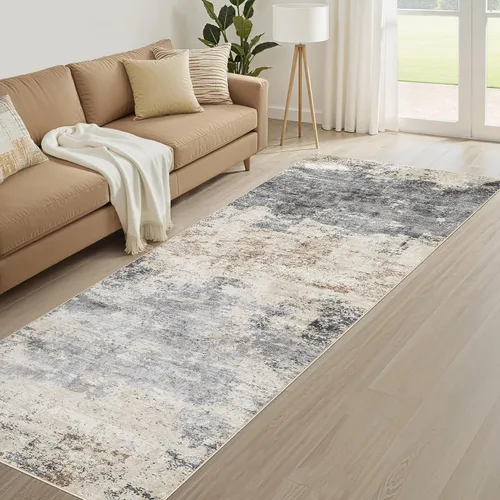 Miniatura 141 de Alfombra de pasillo lavable para cocina: 3 x 10 pies, antideslizante, abstracto, suave, moderno, resistente a las manchas, para interiores, piso