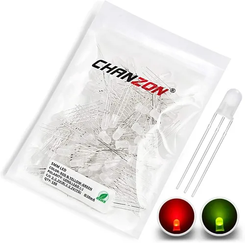 Miniatura 11 de CHANZON 100 luces de diodo LED difundidas rojas y verdes de 0.197 in, cátodo común (esmerilado redondo bicolor) lámparas de bombilla de iluminación