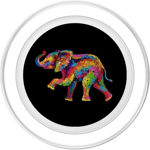Miniatura 2 de Elefante de decoración de elefante con estampado de elefante en negro PopSockets intercambiable PopGrip