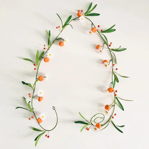 Miniatura 8 de Guirnalda artificial de vid de plantas de mandarina, naranjas colgantes, bayas, kumquat, limón, blanco, guirnalda de flores para el hogar, jardín