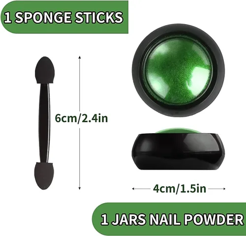 Miniatura 3 de Polvo de uñas cromado verde navideño, efecto espejo, polvo metálico, holográfico, brillantina, decoración de manicura, pigmento reflectante