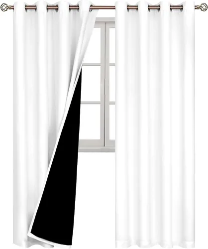 Miniatura 8 de BGment - Cortinas con aislamiento térmico para habitación, 100 % opacas, con forro negro, cortina de doble capa con ojales, reduce el ruido