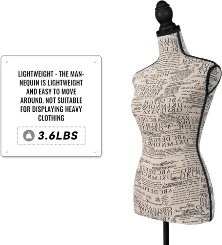 Miniatura 5 de Maniquí femenino con forma de torso y con trípode ajustable, color negro, para mostrar ropa o joyería PetGirl