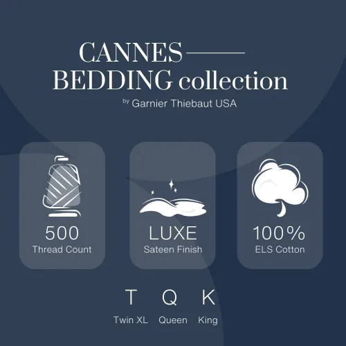 Miniatura 4 de Juego de 2 fundas de almohada Queen Cannes River Blue de 500 hilos, 100% algodón, HC by Garnier-Thiebaut USA