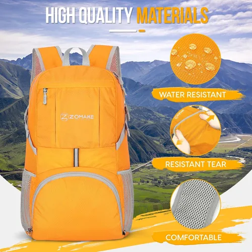 Miniatura 28 de Mochila de viaje Zomake ligera para senderismo, resistente al agua, mochila plegable para mujeres y hombres Negro