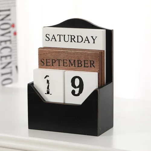 Miniatura 5 de Calendario perpetuo con bloques de madera, calendario para el hogar, día de San Valentín, regalo, decoración de oficina, escritorio, fecha, semana