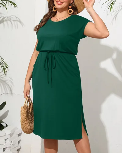 Miniatura 3 de Pinup Fashion Vestidos de verano de talla grande para mujer, vestido casual de trabajo con bolsillos